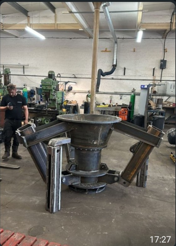 Fabricated Deo Gloria shore connector in the workshop